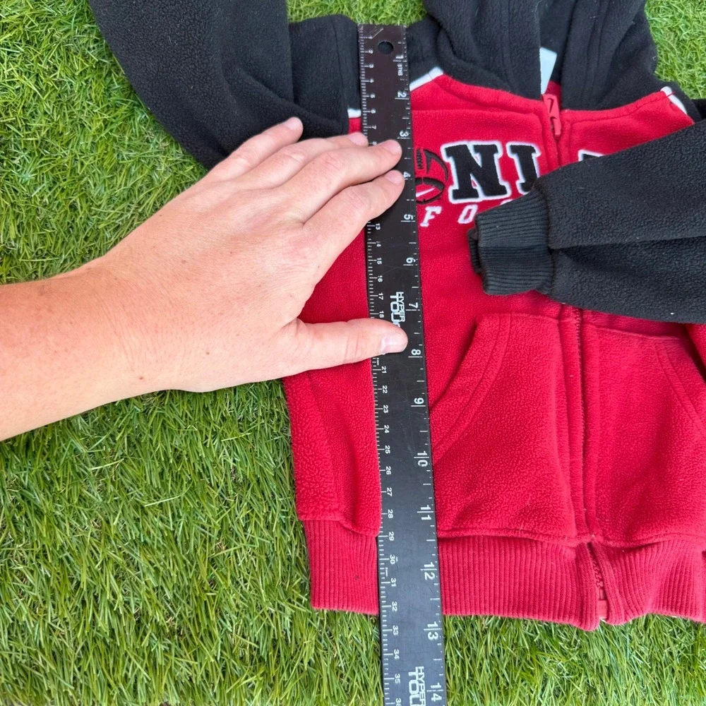 Vtg Y2K Nike Football Fleece Zip Up Hoodie Red Black White Infant Size 12 Months